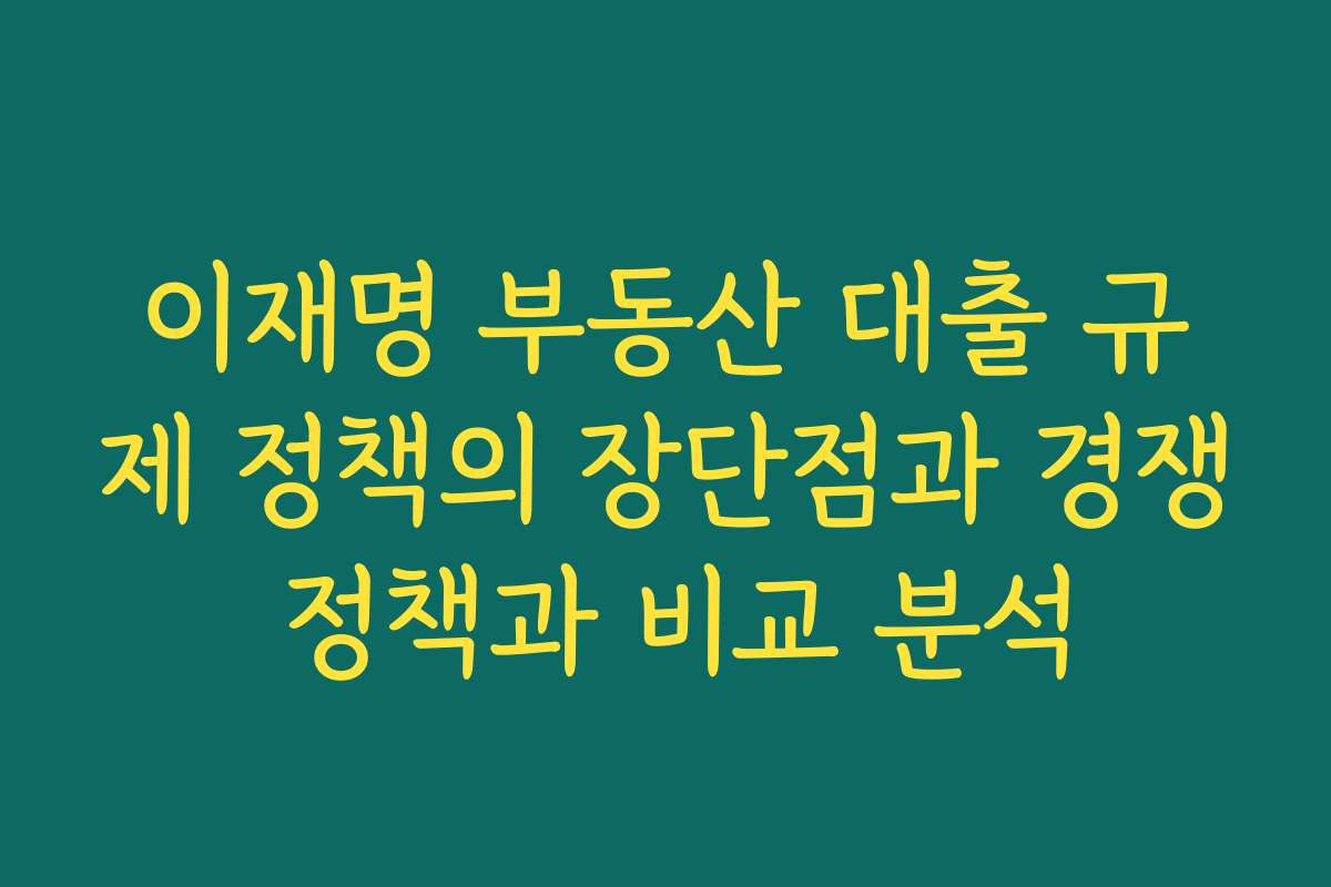 이재명 부동산 대출 규제 정책의 장단점과 경쟁 정책과 비교 분석