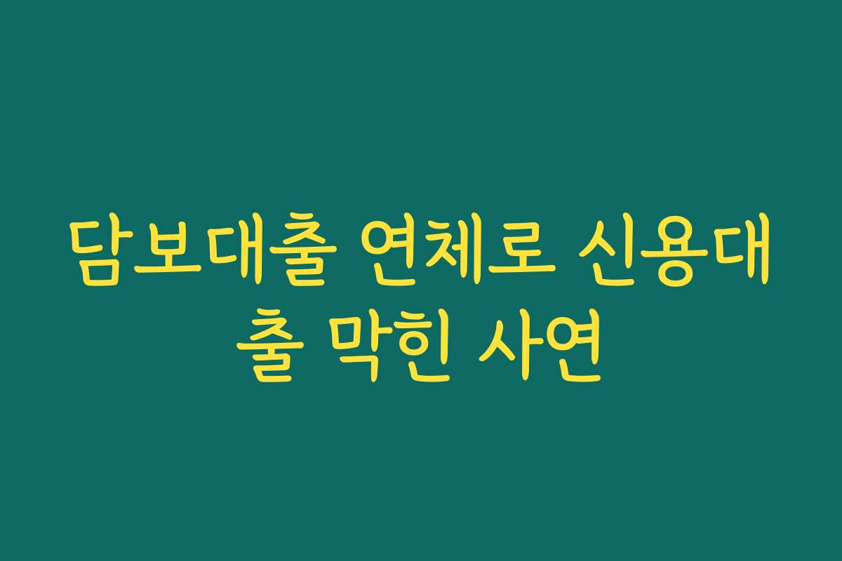 담보대출 연체로 신용대출 막힌 사연