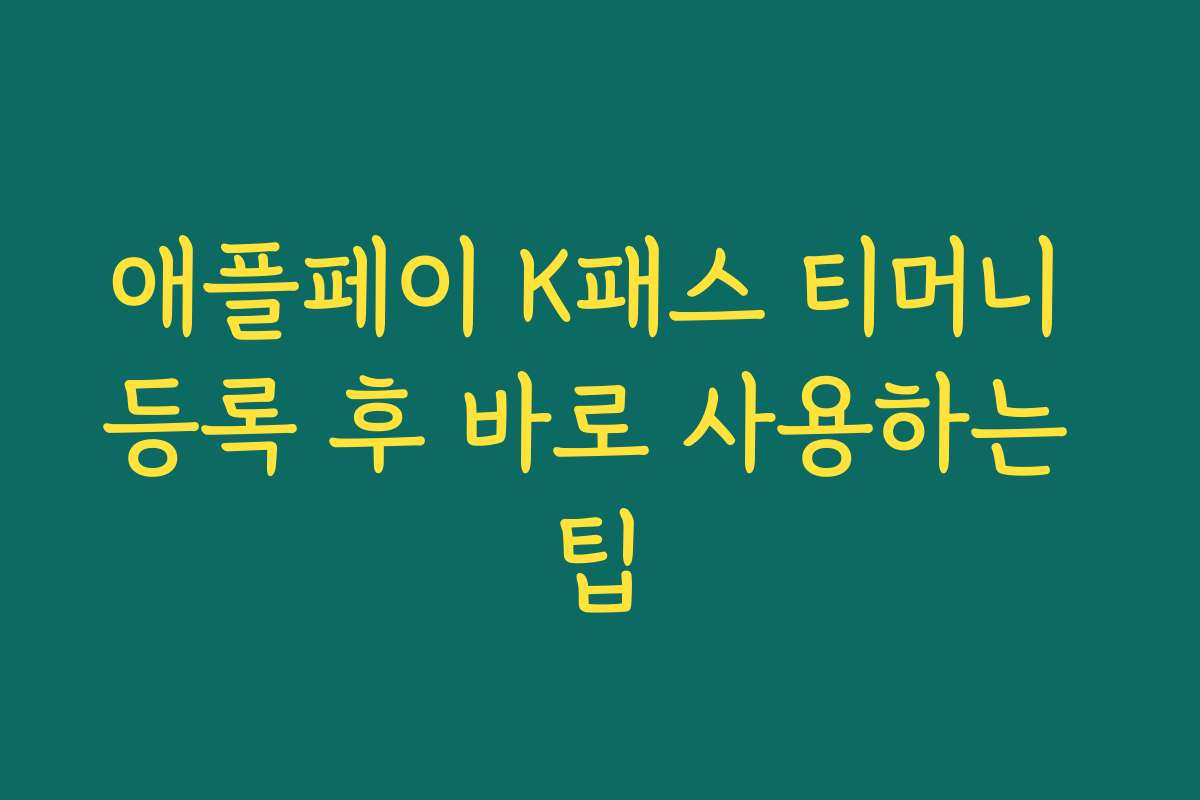 애플페이 K패스 티머니 등록 후 바로 사용하는 팁 애플페이 K패스 티머니 등록 후 바로 사용하는 팁