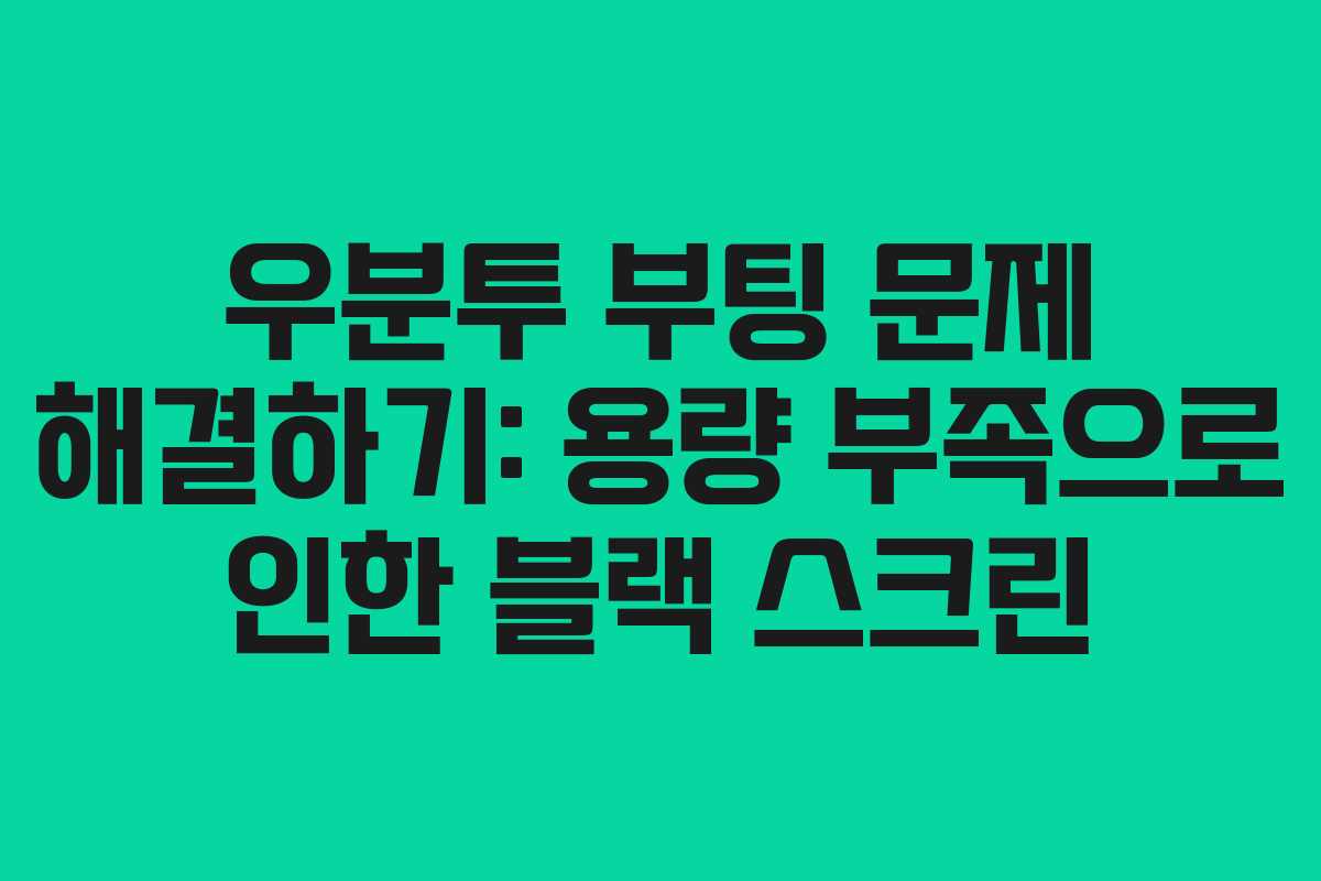 우분투 부팅 문제 해결하기: 용량 부족으로 인한 블랙 스크린 우분투 부팅 문제 해결하기: 용량 부족으로 인한 블랙 스크린