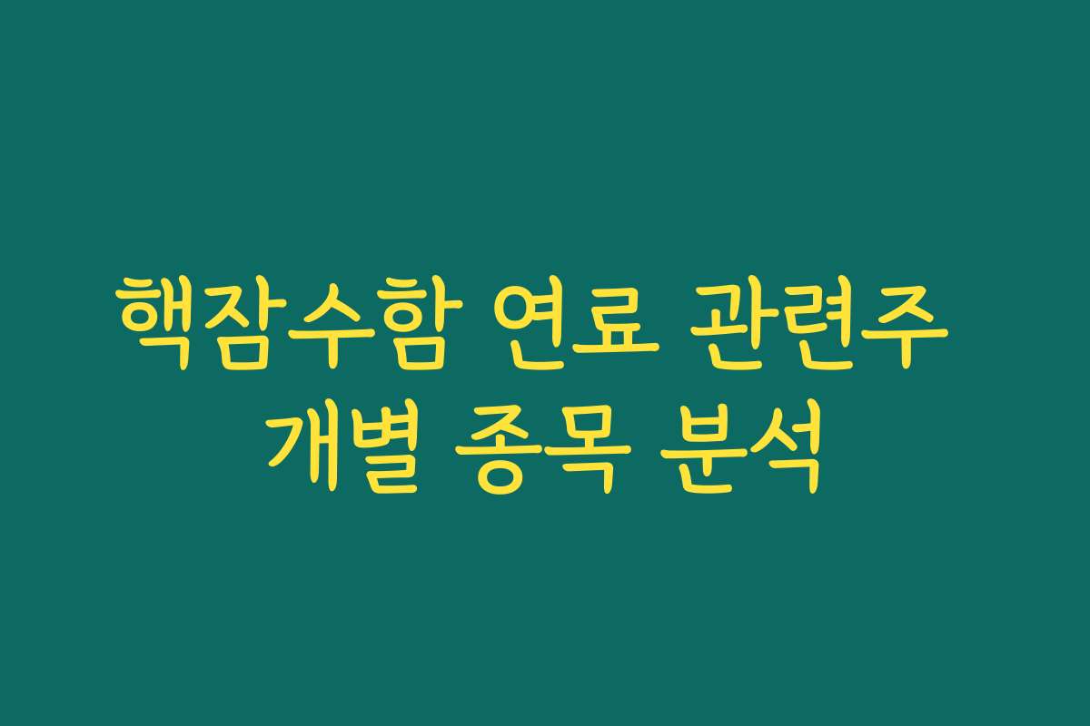 핵잠수함 연료 관련주 개별 종목 분석