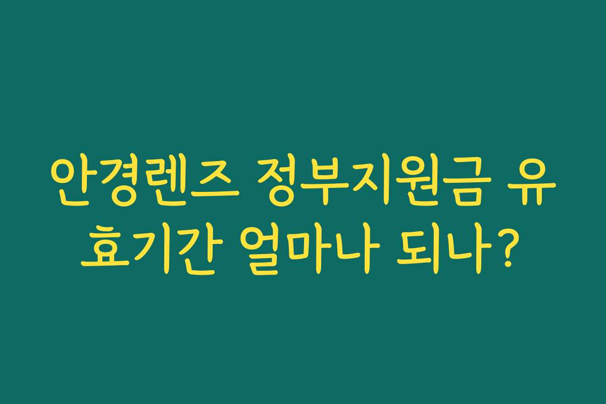 안경렌즈 정부지원금 유효기간 얼마나 되나?