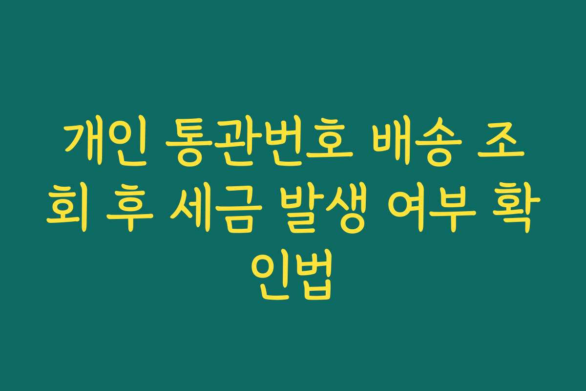 개인 통관번호 배송 조회 후 세금 발생 여부 확인법