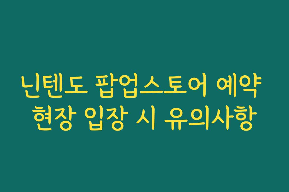 닌텐도 팝업스토어 예약 현장 입장 시 유의사항